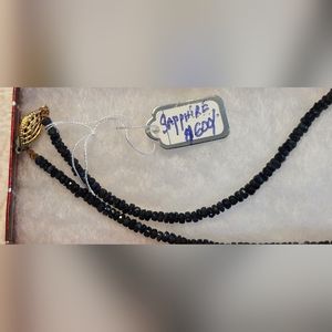 Real Blue Sapphire necklace. Lab created stones, 9".